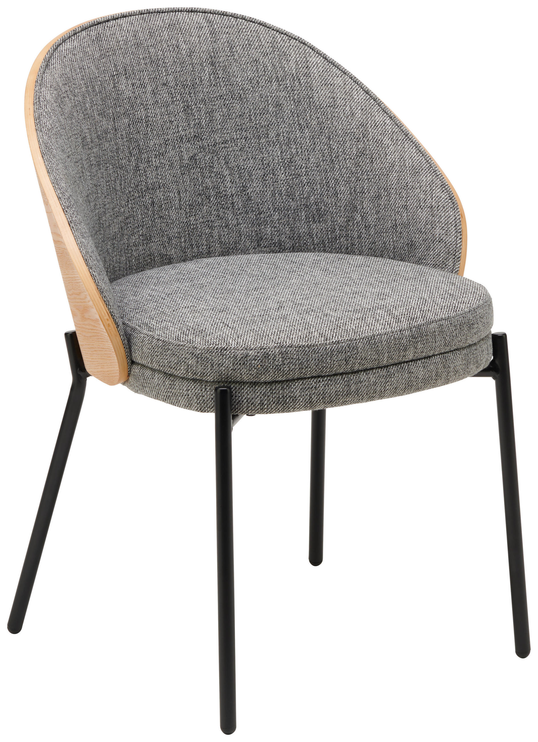 STUHL Webstoff Grau, Naturfarben, Schwarz Pappel Sperrholz  - Schwarz/Naturfarben, MODERN, Holz/Textil (54/75/54cm) - Livetastic