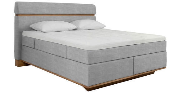 BOXSPRINGBETT 180/200 cm  in Hellgrau  - Eichefarben/Hellgrau, Natur, Holz/Textil (180/200cm) - Linea Natura