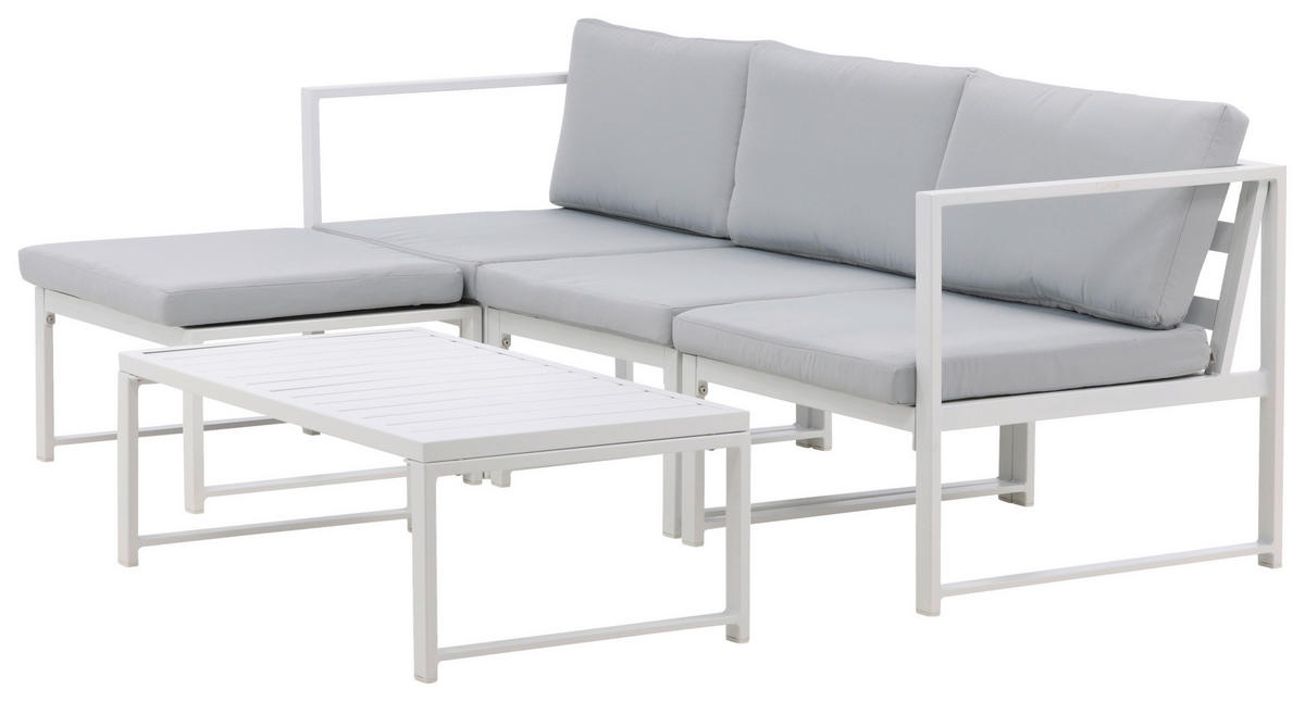 LOUNGEGRUPP  - vit/grå, Klassisk, metall/textil - Gardenson
