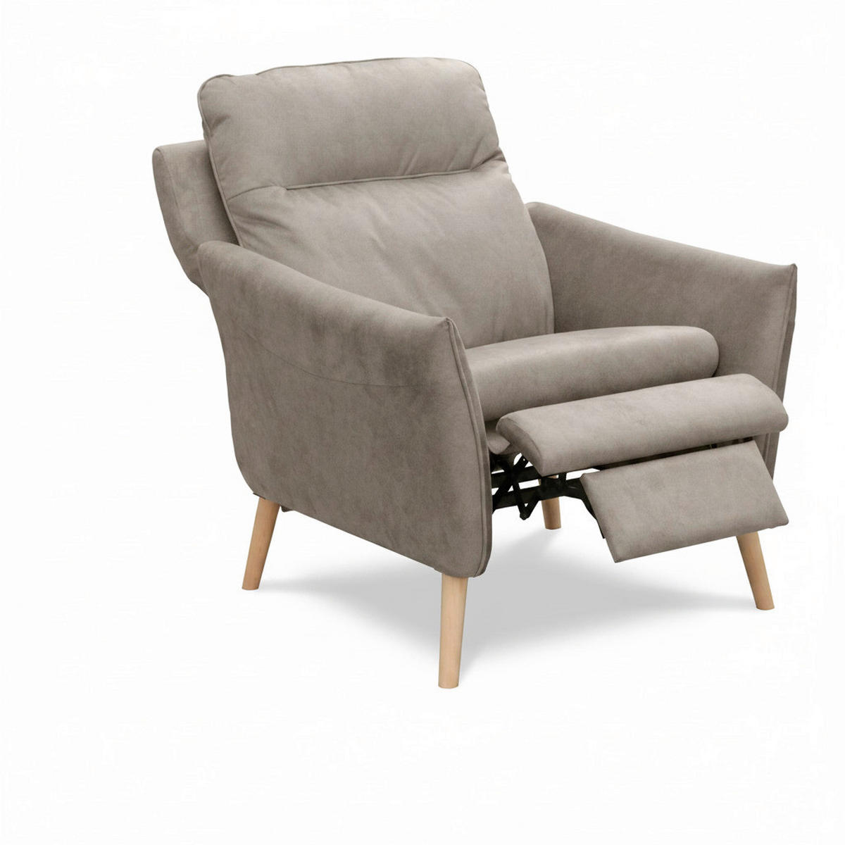 RELAXSESSEL in Textil Taupe  - Taupe/Buchefarben, Design, Holz/Textil (88/110/92cm) - Livetastic