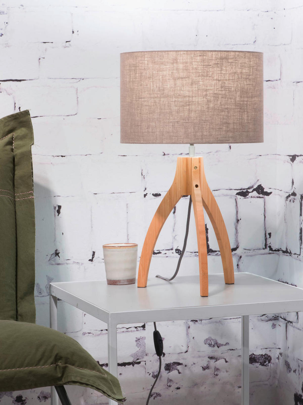 TISCHLEUCHTE - Naturfarben, Trend, Holz/Textil (36/54cm) - Good & Mojo