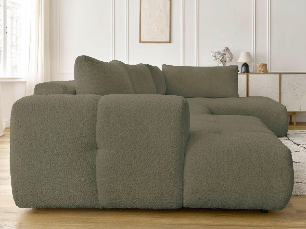 WOHNLANDSCHAFT  FUJI  Grün Bouclé  - Schwarz/Grün, MODERN, Kunststoff/Textil (160/377/204cm)