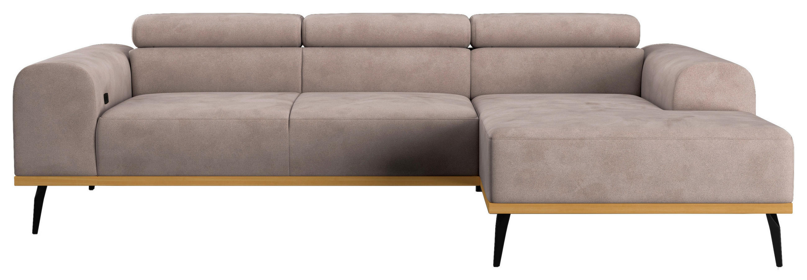 ECKSOFA Sandfarben Mikrofaser  - Sandfarben/Schwarz, KONVENTIONELL, Textil/Metall (244/157cm) - Cotta