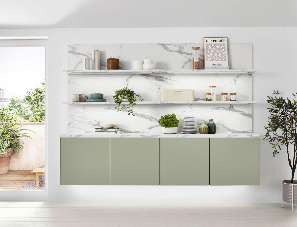 BEÉPÍTHETŐ KONYHA - jadezöld, Design, faalapú anyag - Celina