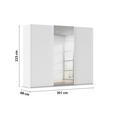 SCHWEBETÜRENSCHRANK 301/223/68 cm 3-türig Weiß  - Weiß, KONVENTIONELL, Glas/Holzwerkstoff (301/223/68cm) - Novel