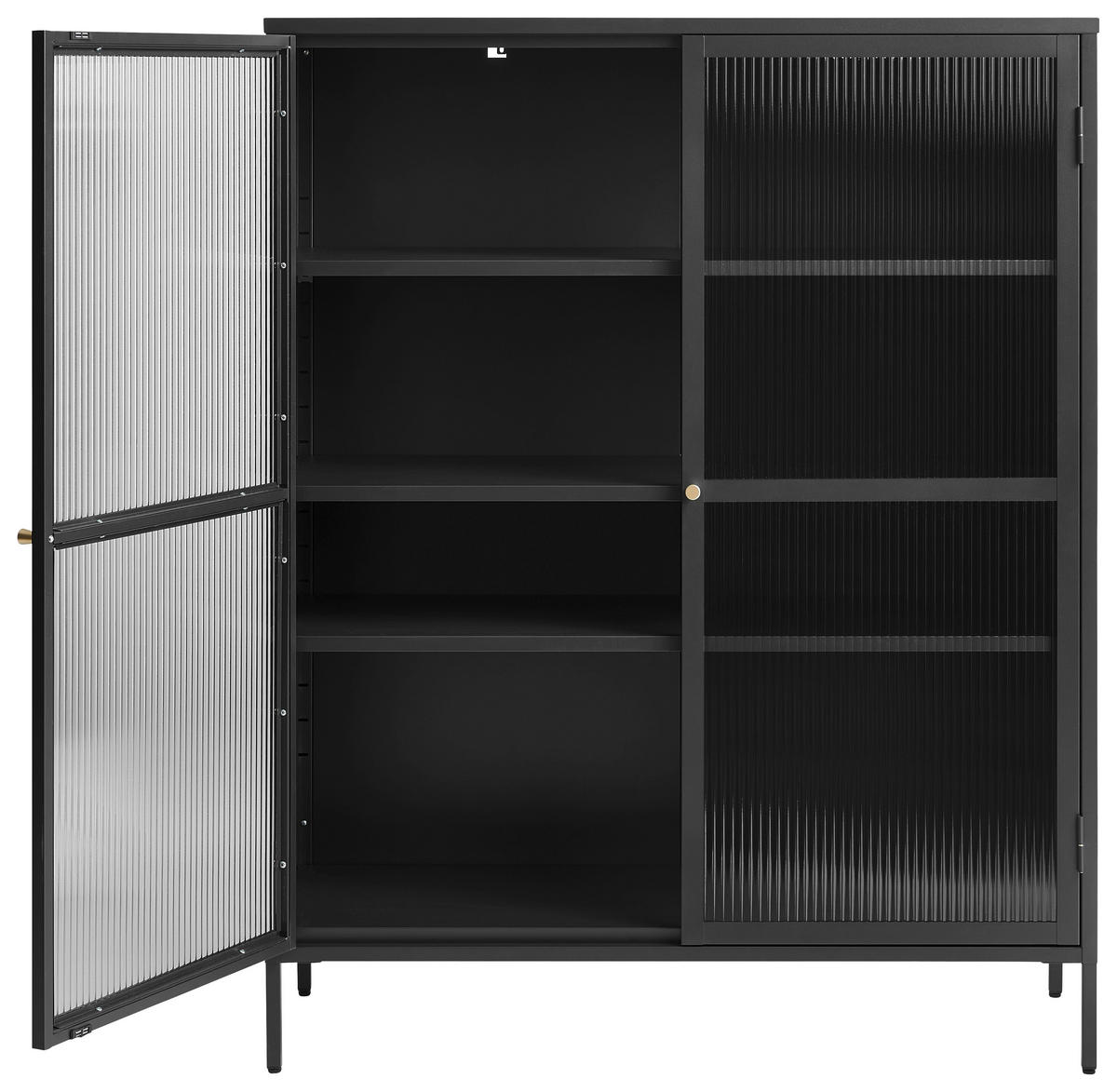 HÖG BYRÅ svart, guldfärgad  110/140/40 cm  - svart/guldfärgad, Design, metall/glas (110/140/40cm) - Lomoco