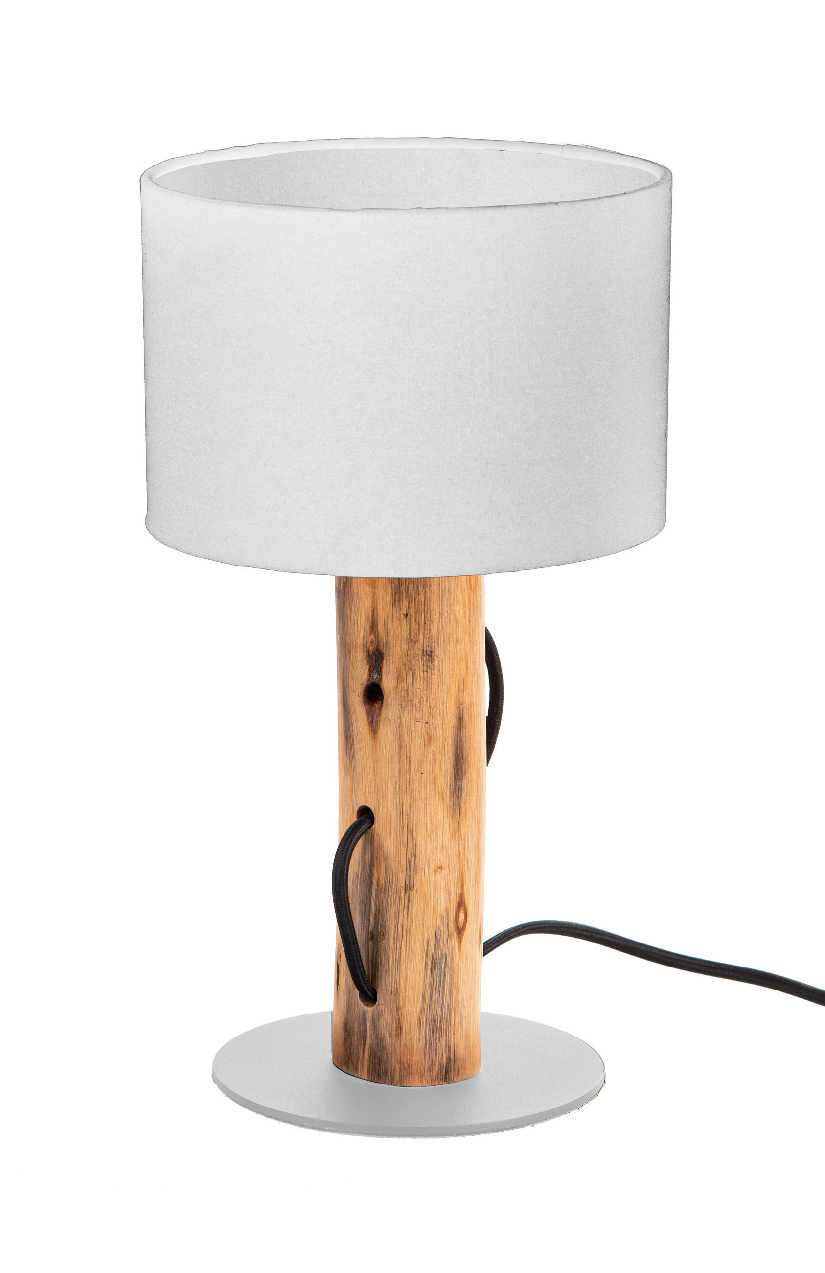 TISCHLEUCHTE 18/32,6 cm   - Weiß/Braun, Natur, Holz/Textil (18/32,6cm)