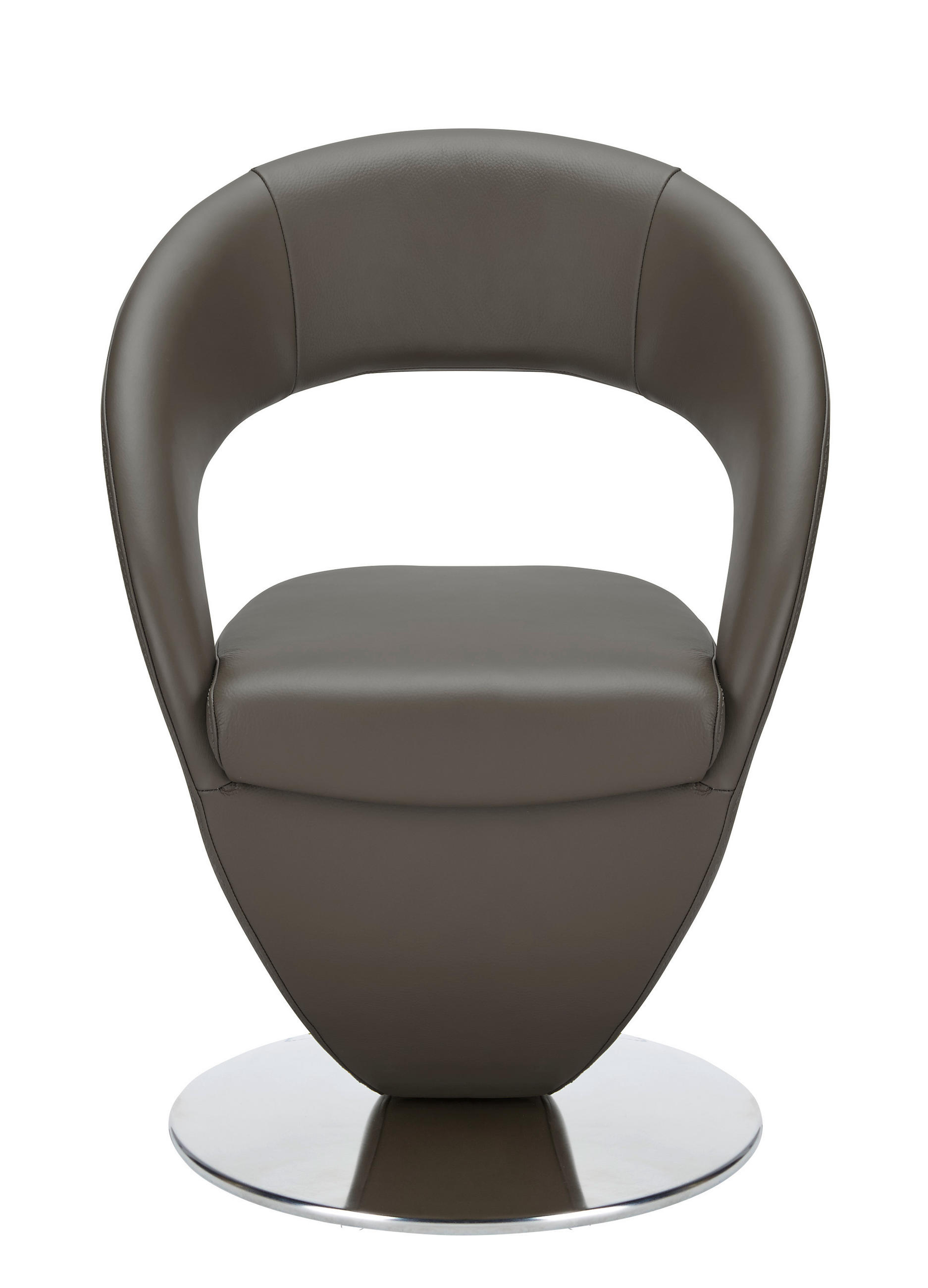 STUHL  in Echtleder pigmentiert Leder  - Edelstahlfarben/Dunkelgrau, Design, Leder/Metall (62/86/61cm) - Moderano