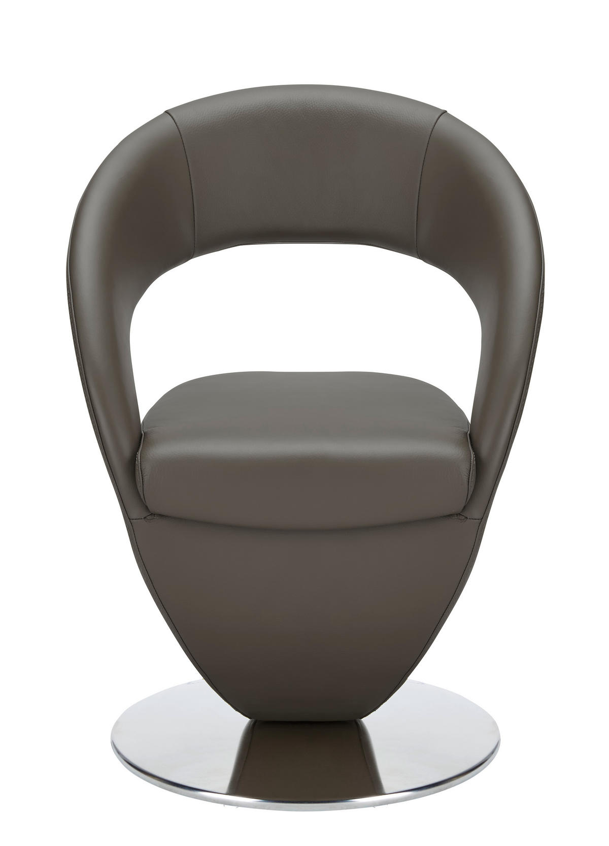 STUHL  in Echtleder pigmentiert  - Edelstahlfarben/Dunkelgrau, Design, Leder/Metall (62/86/61cm) - Moderano