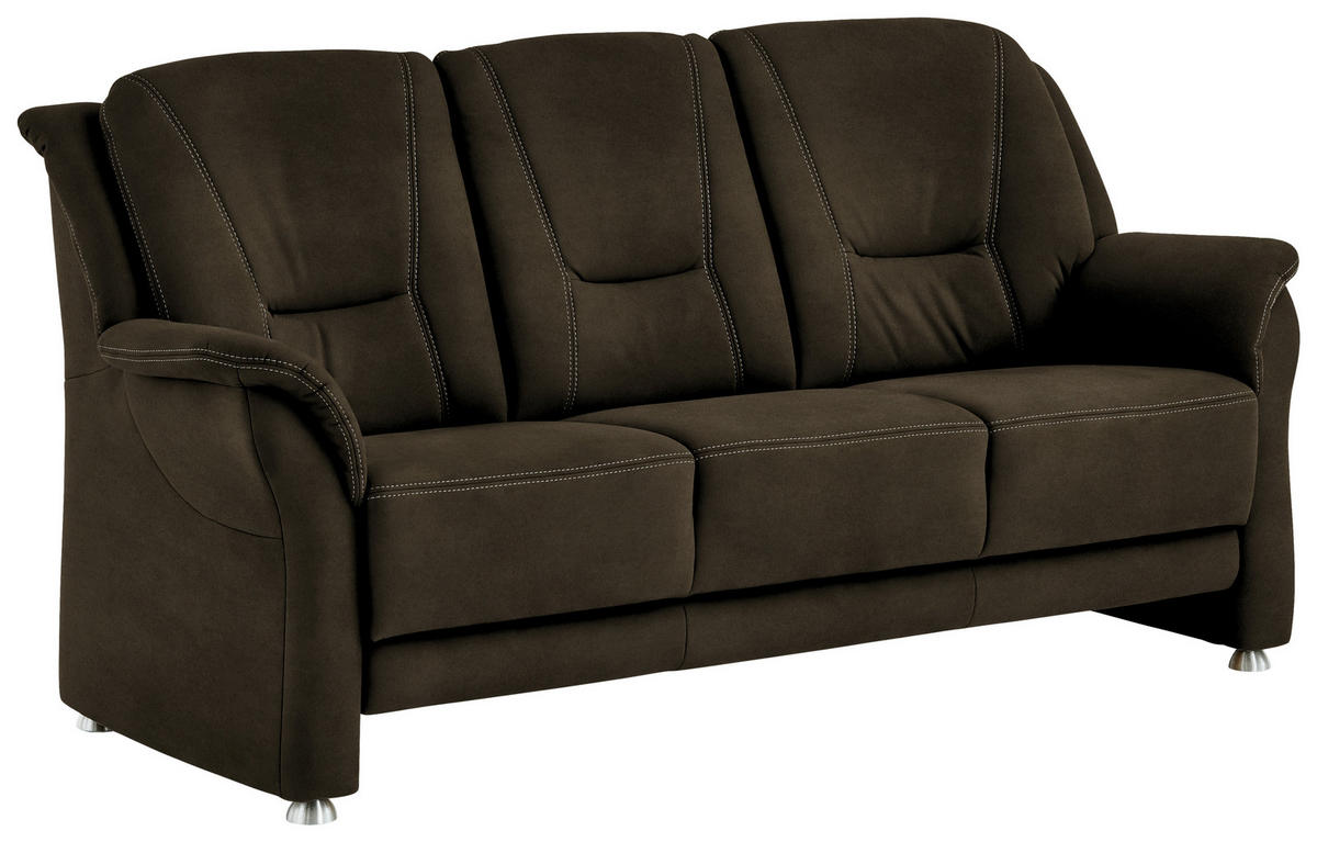 3-SITZER-SOFA in Mikrofaser Grün  - Beige/Alufarben, Konventionell, Textil/Metall (198/100/89cm) - Beldomo Comfort