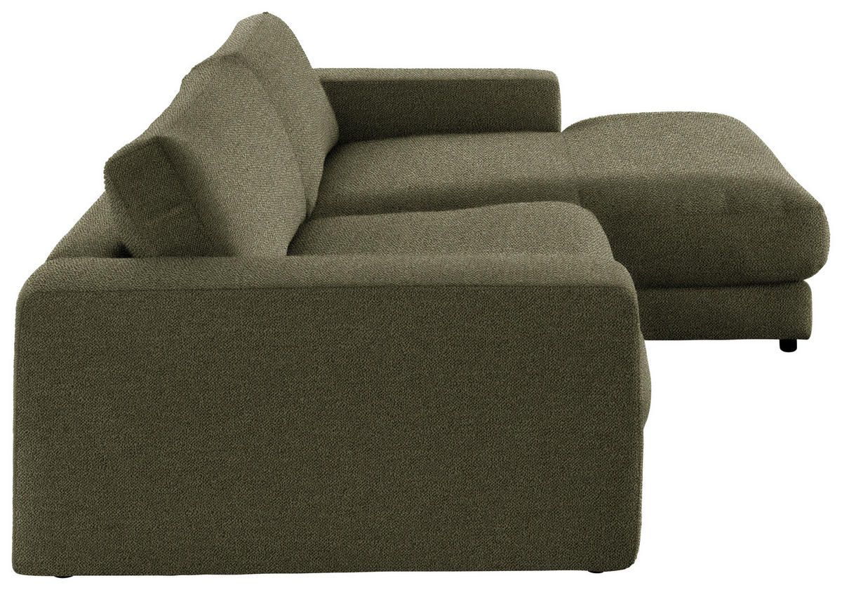 ECKSOFA in Flachgewebe Olivgrün  - Schwarz/Olivgrün, Design, Kunststoff/Textil (270/190cm) - Lomoco