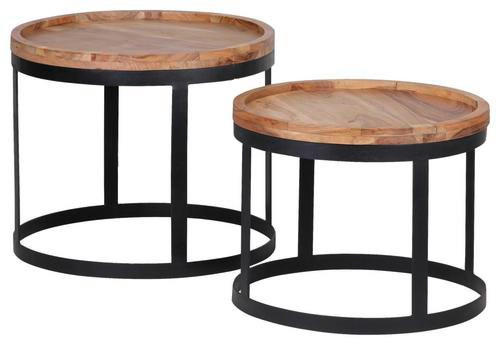 BEISTELLTISCHSET in Holz 53/48/53/48/45/40 cm - Schwarz/Akaziefarben, Design, Holz/Metall (53/48/53/48/45/40cm) - MID.YOU