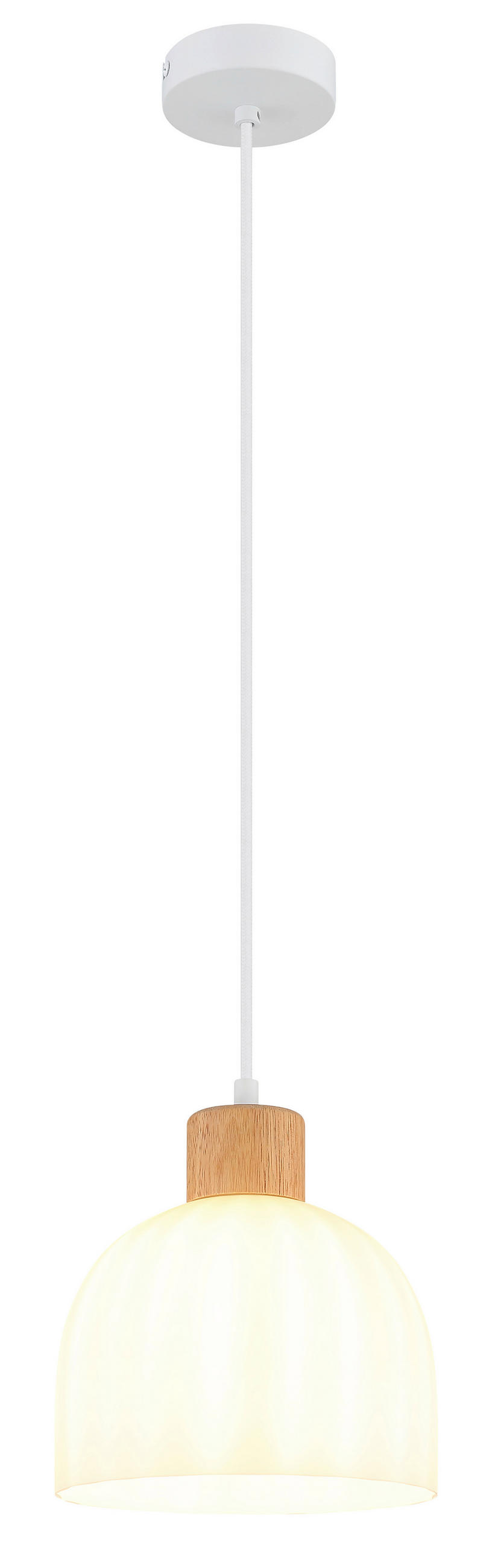 HÄNGELEUCHTE Swanson 20/120 cm  - Opal/Braun, Design, Glas/Holz (20/120cm) - Globo