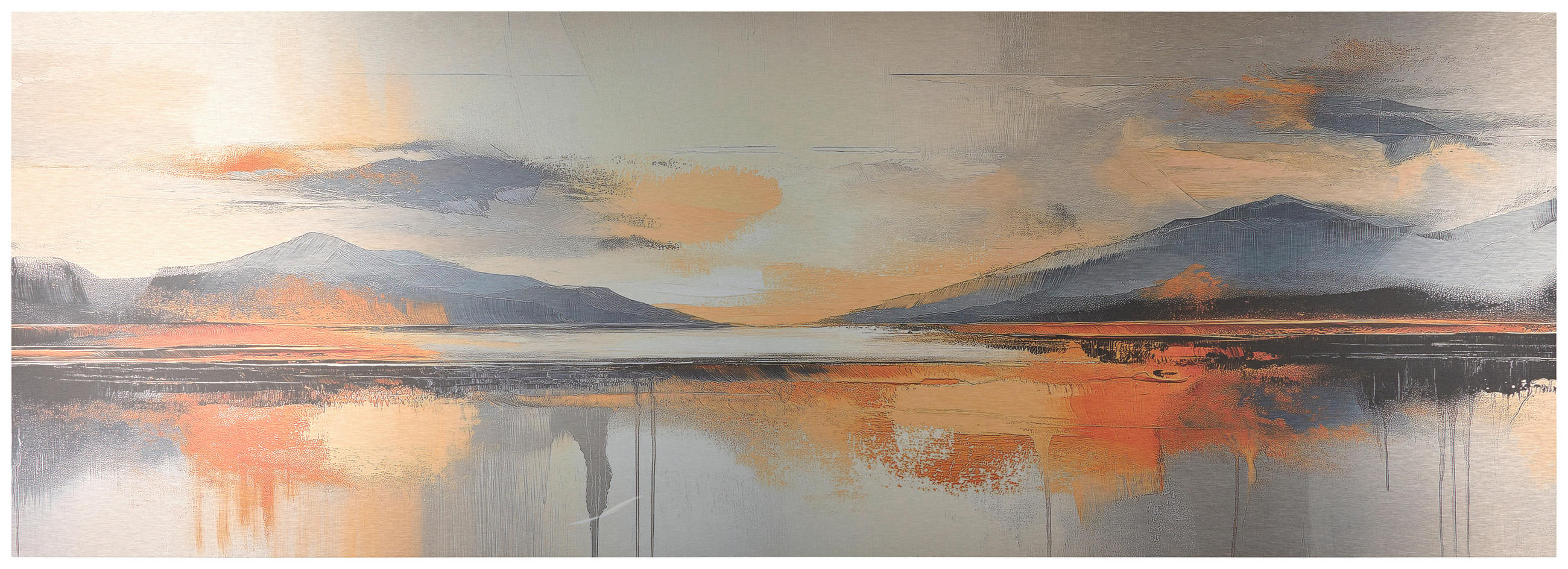 Euroart Aluminiumbild Abstract Landscape II Mehrfarbig 140x50x2 cm
