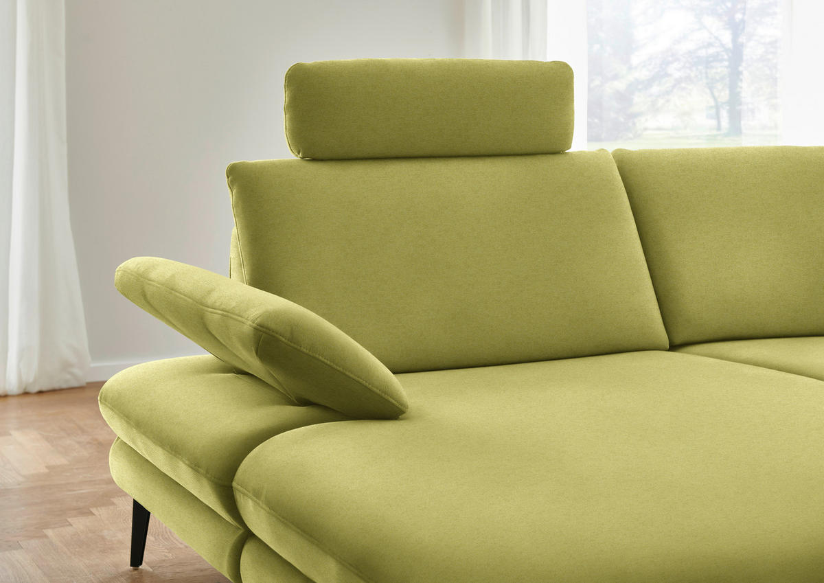 WOHNLANDSCHAFT Chenille, Flachgewebe Hellgrün  - Schwarz/Hellgrün, Design, Textil/Metall (180/344/208cm) - Dieter Knoll