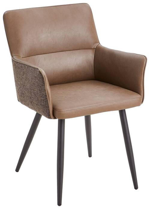 ARMLEHNSTUHL  in Eisen Lederlook, Webstoff  - Schwarz/Braun, MODERN, Holz/Textil (56/88/60cm) - Livetastic