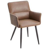 ARMLEHNSTUHL  in Eisen Lederlook, Webstoff  - Schwarz/Braun, MODERN, Holz/Textil (56/88/60cm) - Livetastic