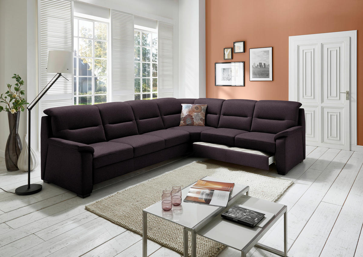 ECKSOFA in Mikrofaser Anthrazit  - Anthrazit/Schwarz, Konventionell, Holz/Textil (303/245cm) - Beldomo Comfort