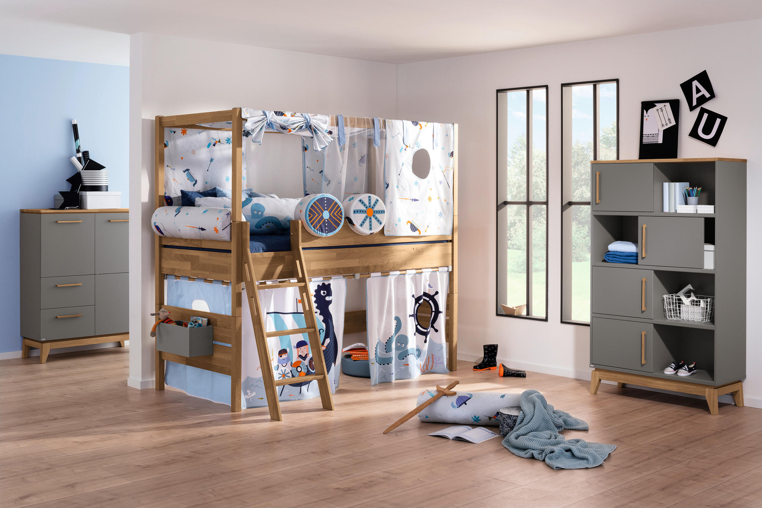 SPIELBETT Eiche massiv 90/200 cm Eichefarben  - Eichefarben, Design, Holz (90/200cm) - Paidi
