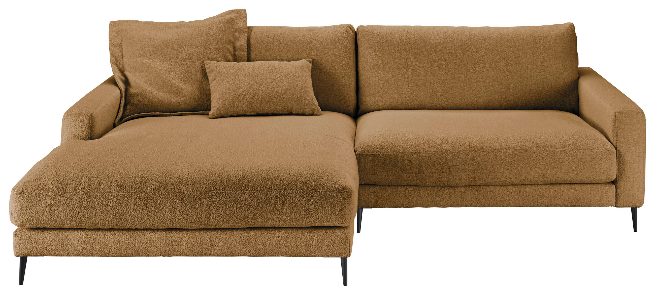 ECKSOFA Currygelb Flachgewebe Rücken echt  - Currygelb/Schwarz, Design, Textil/Metall (190/272cm) - Pure Home Lifestyle