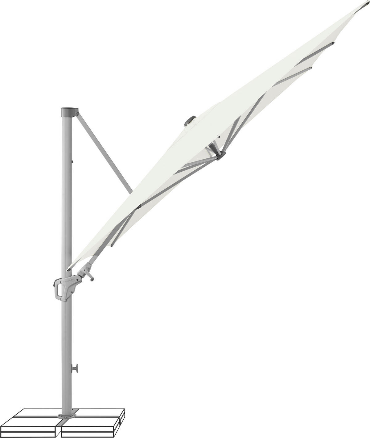 AMPELSCHIRM 300 cm  - Silberfarben/Naturfarben, KONVENTIONELL, Textil/Metall (300/300cm) - Suncomfort by Glatz