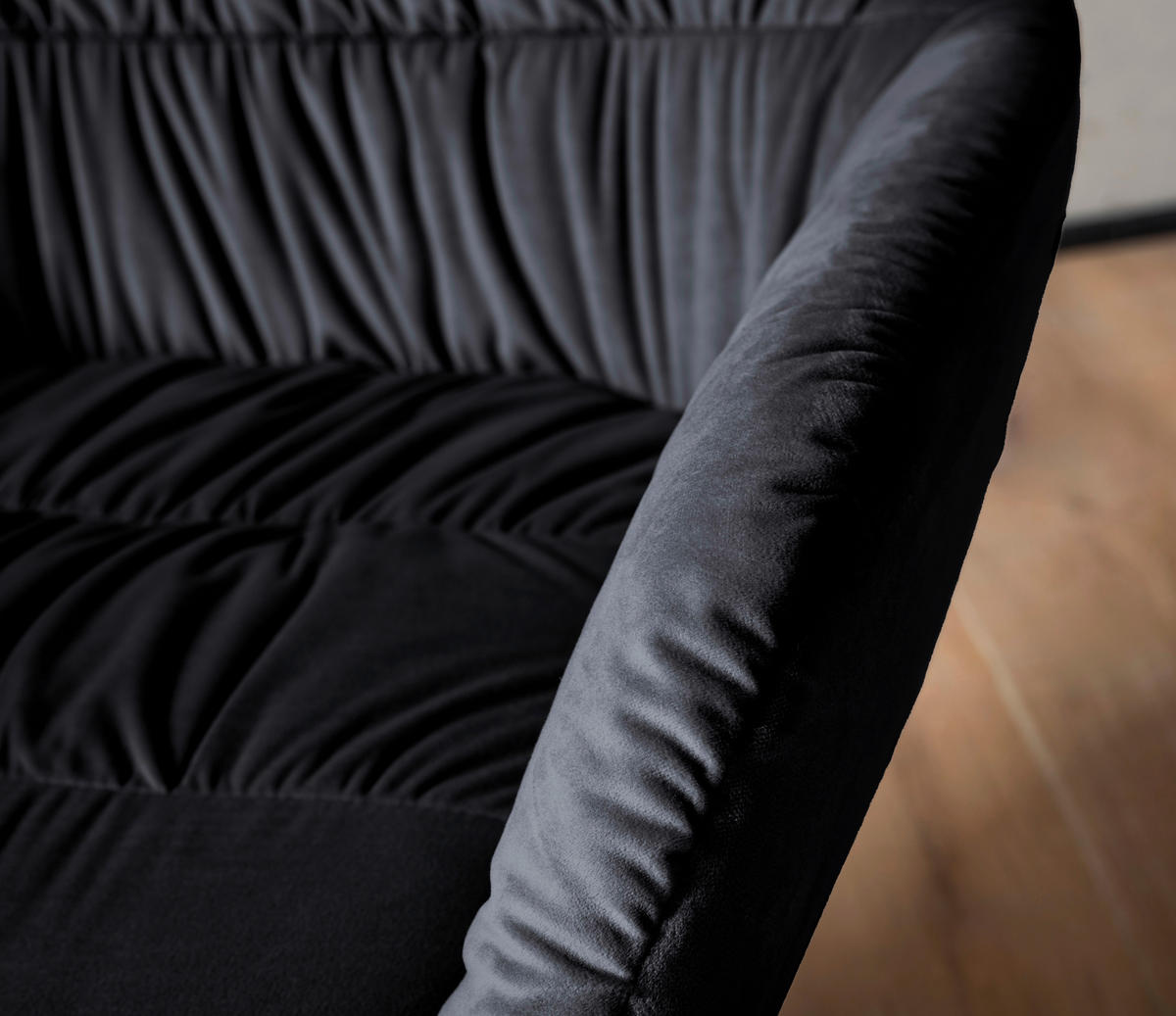 SESSEL in Samt Schwarz  - Schwarz, Design, Textil/Metall (64/74/68cm) - Livetastic