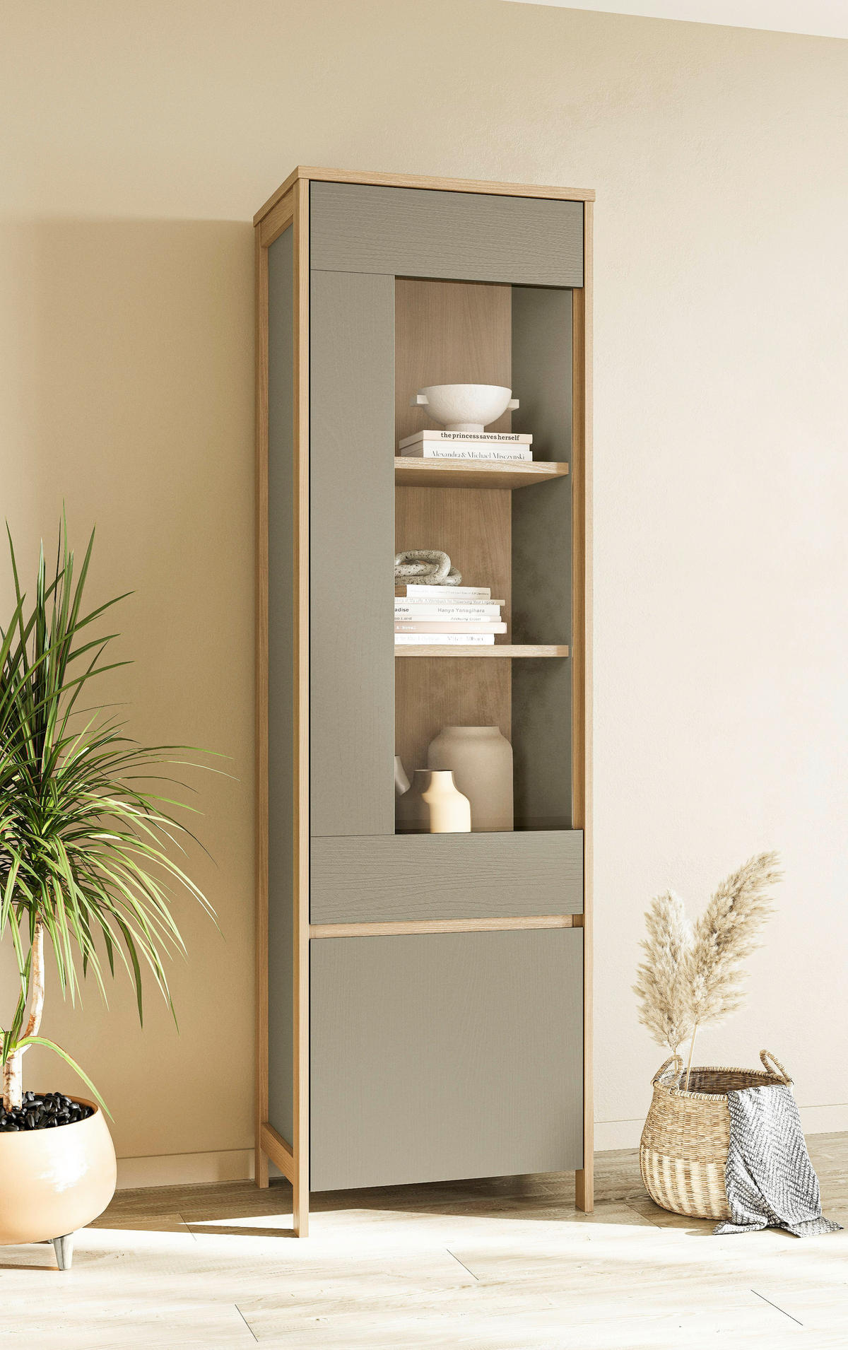 VITRINE  in Eukalyptusholzfarben  - Eichefarben/Eukalyptusholzfarben, Design, Holzwerkstoff (58/195/39cm) - MID.YOU