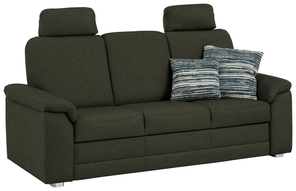 3-SITZER-SOFA Chenille Dunkelgrün  - Dunkelgrün/Alufarben, Konventionell, Textil/Metall (208/96/89cm) - Beldomo Comfort