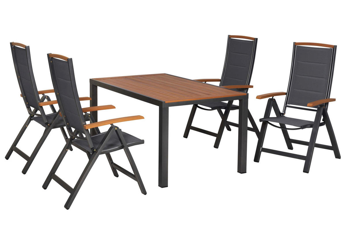 GARTENTISCHGRUPPE  - Graphitfarben/Naturfarben, KONVENTIONELL, Textil/Metall - Gardenson