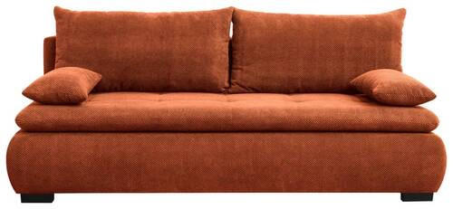 SCHLAFSOFA in Plüsch, Webstoff Rostfarben  - Rostfarben/Schwarz, KONVENTIONELL, Textil (203/72-96/98cm) - Novel