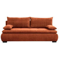 SCHLAFSOFA in Webstoff, Plüsch Rostfarben  - Rostfarben/Schwarz, Konventionell, Textil (203/72-96/98cm) - Novel
