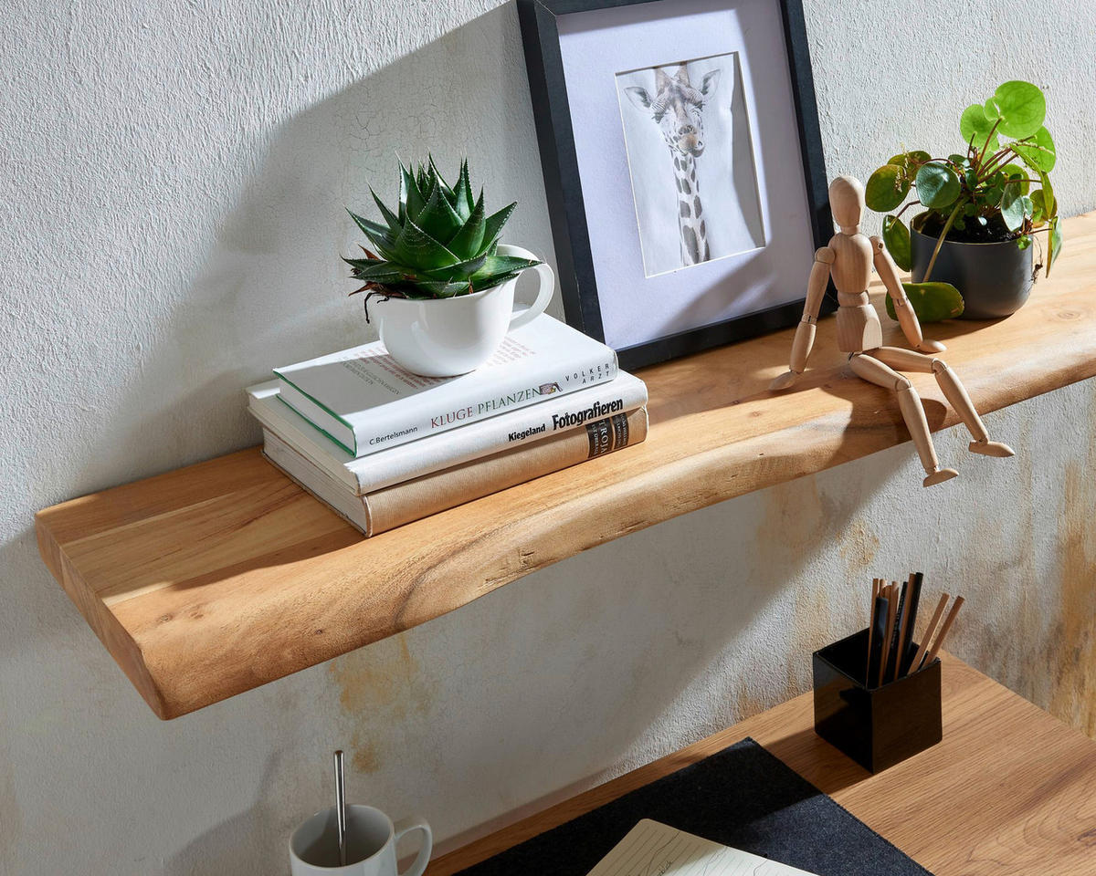 NÁSTENNÝ REGÁL, farba akácie - farba akácie, Modern, drevo (100/4/26cm) - MID.YOU