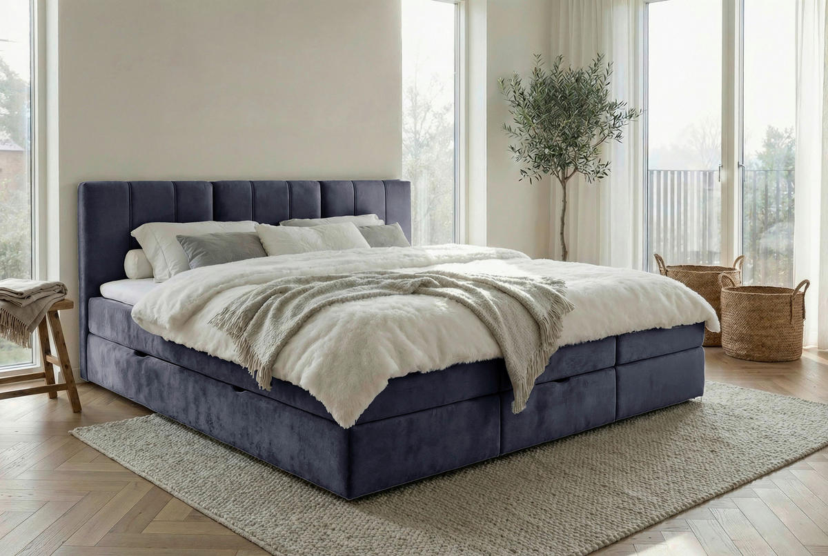 FAMILIENBETT - Schwarz/Dunkelblau, Design, Holzwerkstoff/Kunststoff (240/200cm) - Esposa