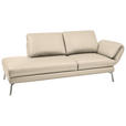 RÉCAMIERE in Echtleder Creme  - Chromfarben/Creme, Design, Leder/Metall (209/85-109/95-16cm) - Dieter Knoll