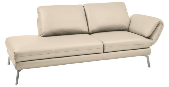 RÉCAMIERE in Echtleder Creme - Chromfarben/Creme, Design, Leder/Metall (209/85-109/95-16cm) - Dieter Knoll