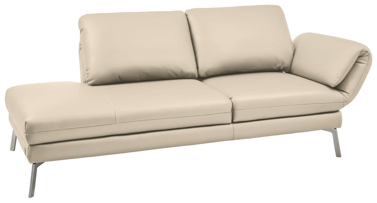 RÉCAMIERE in Echtleder Creme  - Chromfarben/Creme, Design, Leder/Metall (209/85-109/95-16cm) - Dieter Knoll