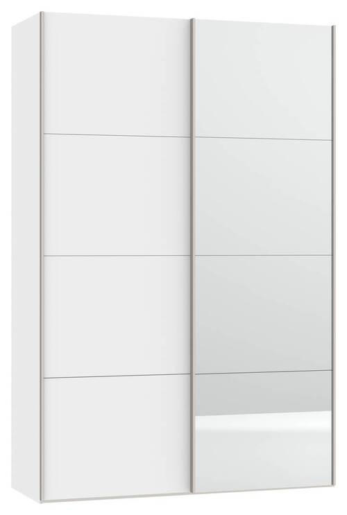SCHWEBETÜRENSCHRANK 152/236/65 cm 2-türig Weiß  - Edelstahlfarben/Weiß, Design, Glas/Holzwerkstoff (152/236/65cm) - Boxxx