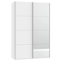 SCHWEBETÜRENSCHRANK 152/236/65 cm 2-türig Weiß  - Edelstahlfarben/Weiß, Design, Glas/Holzwerkstoff (152/236/65cm) - Boxxx