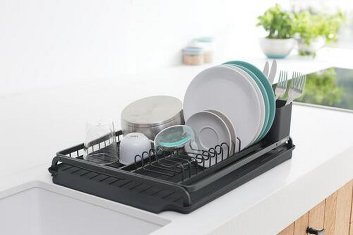 GESCHIRRABTROPFKORB  - Dunkelgrau, Design, Metall (38,6/14,2/49,2cm) - Brabantia