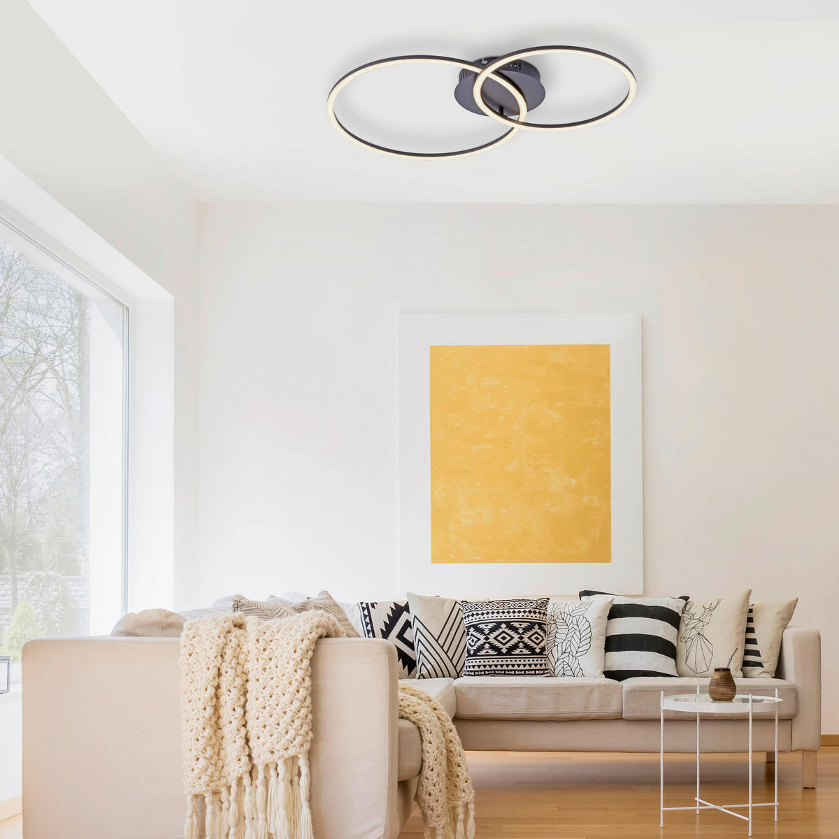 LED-DECKENLEUCHTE Ivanka 70/44/6,8 cm   - Schwarz, Design, Kunststoff/Metall (70/44/6,8cm)