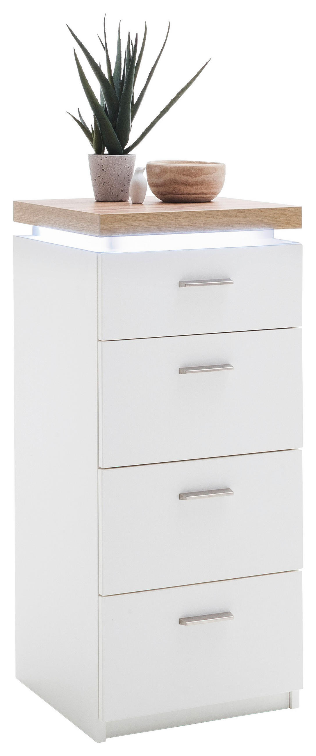 KOMMODE  in 42/98/44 cm  - Eichefarben/Weiß, Natur, Holzwerkstoff/Metall (42/98/44cm)