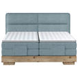 BOXSPRINGBETT 180/200 cm  in Eichefarben, Hellblau  - Eichefarben/Hellblau, Natur, Holz/Textil (180/200cm) - Valnatura