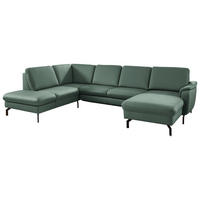WOHNLANDSCHAFT Beldomo premium in Echtleder Opal  - Opal/Schwarz, KONVENTIONELL, Leder/Metall (224/306/168cm) - Beldomo Premium