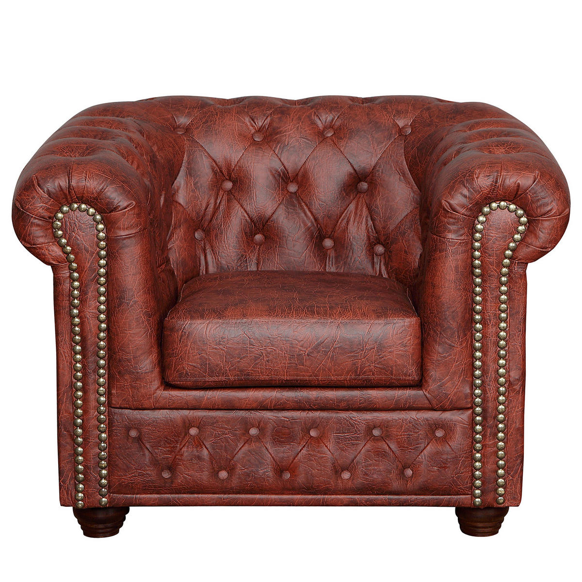 SESSEL in Lederlook Rostfarben  - Rostfarben/Braun, Design, Holz/Textil (104/72/86cm) - P & B