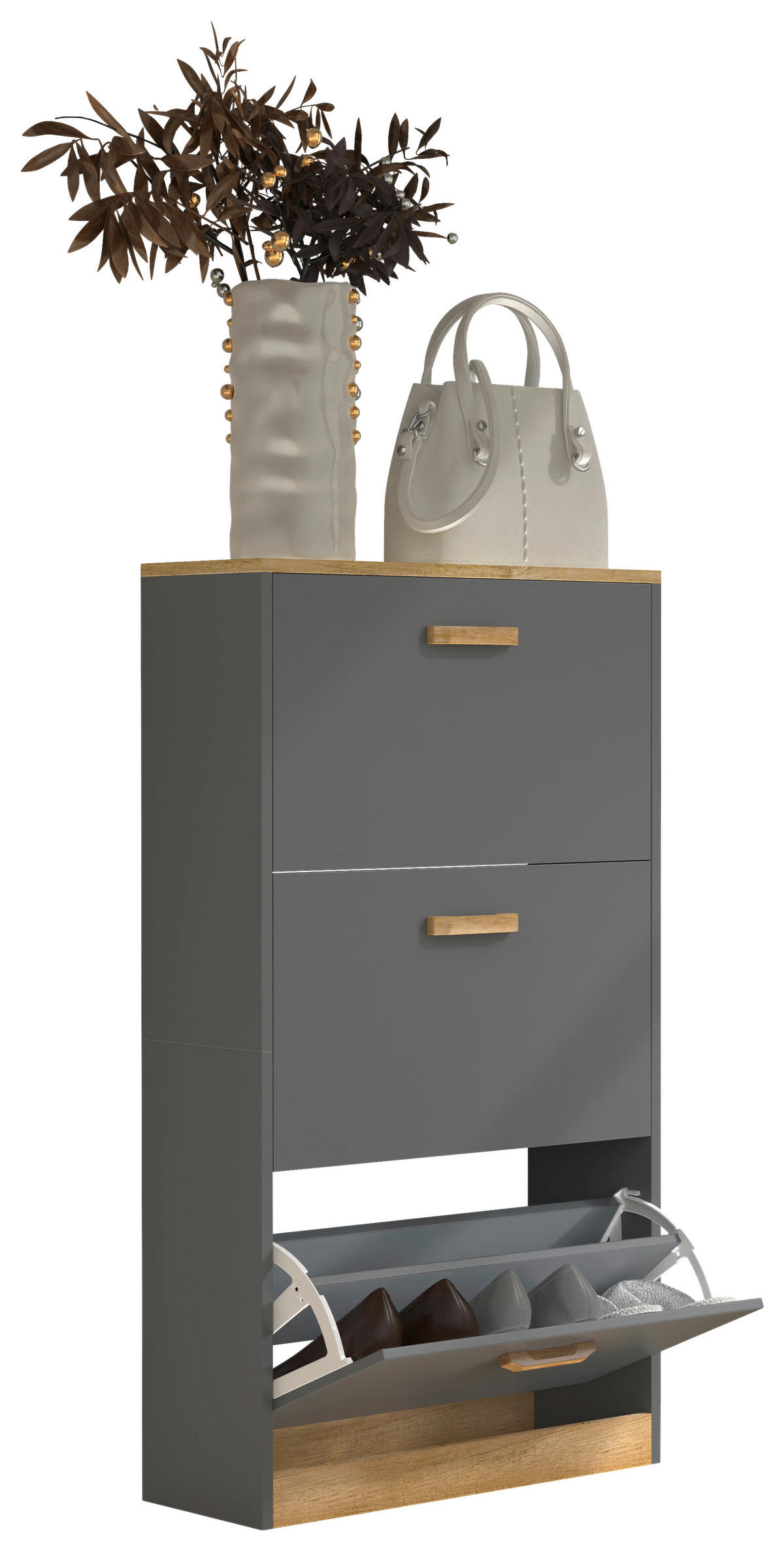 SCHUHSCHRANK Halom  in 59/105/22 cm  - Honigeiche/Anthrazit, LIFESTYLE, Holzwerkstoff (59/105/22cm) - MID.YOU