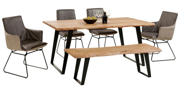 ESSTISCH in Holz, Metall 175/90/76 cm - Schwarz/Akaziefarben, KONVENTIONELL, Holz/Metall (175/90/76cm) - Ambia Home