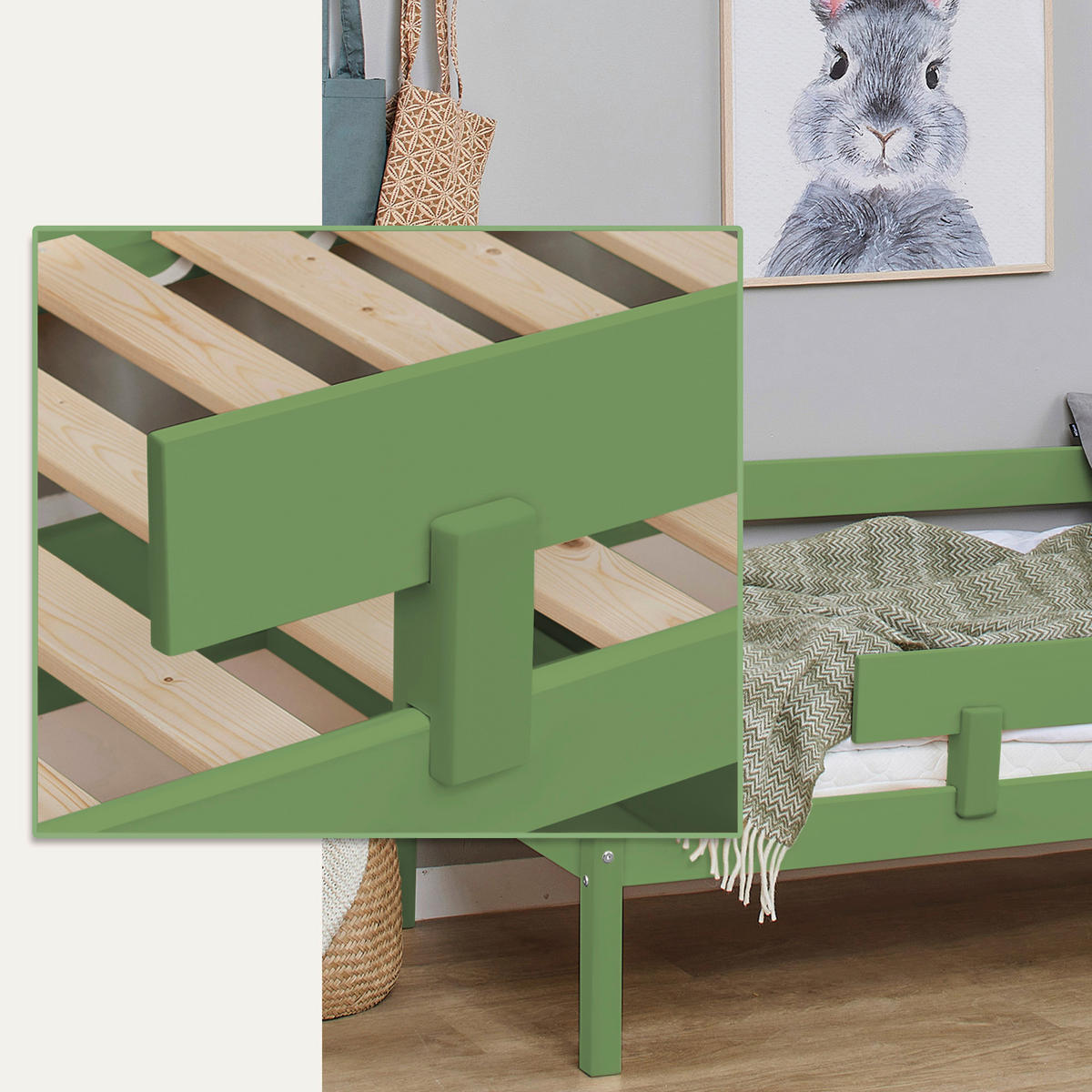 BETTSCHUTZGITTER  - Grün, MODERN, Holz (100/22,5/4cm) - MID.YOU