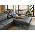 ECKSOFA Anthrazit Echtleder Kopfteilverstellung  - Anthrazit/Schwarz, Design, Leder/Metall (323/179cm) - Dieter Knoll