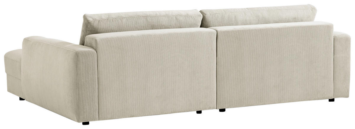 ECKSOFA Cord Creme  - Creme/Schwarz, Modern, Textil (250/176cm) - Trendmanufaktur