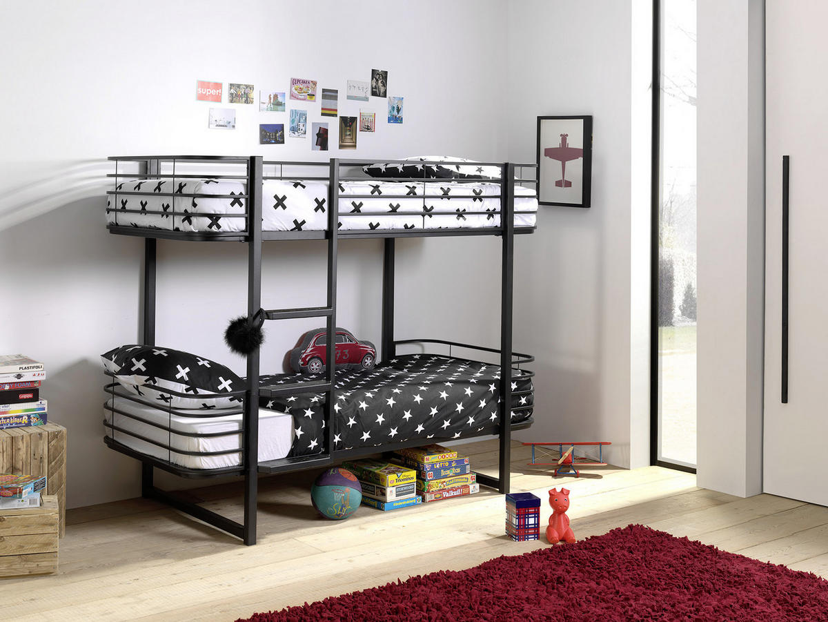 ETAGENBETT - Schwarz, KONVENTIONELL, Metall (90/200cm) - MID.YOU